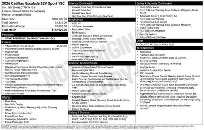 2026 Cadillac Escalade ESV Sport