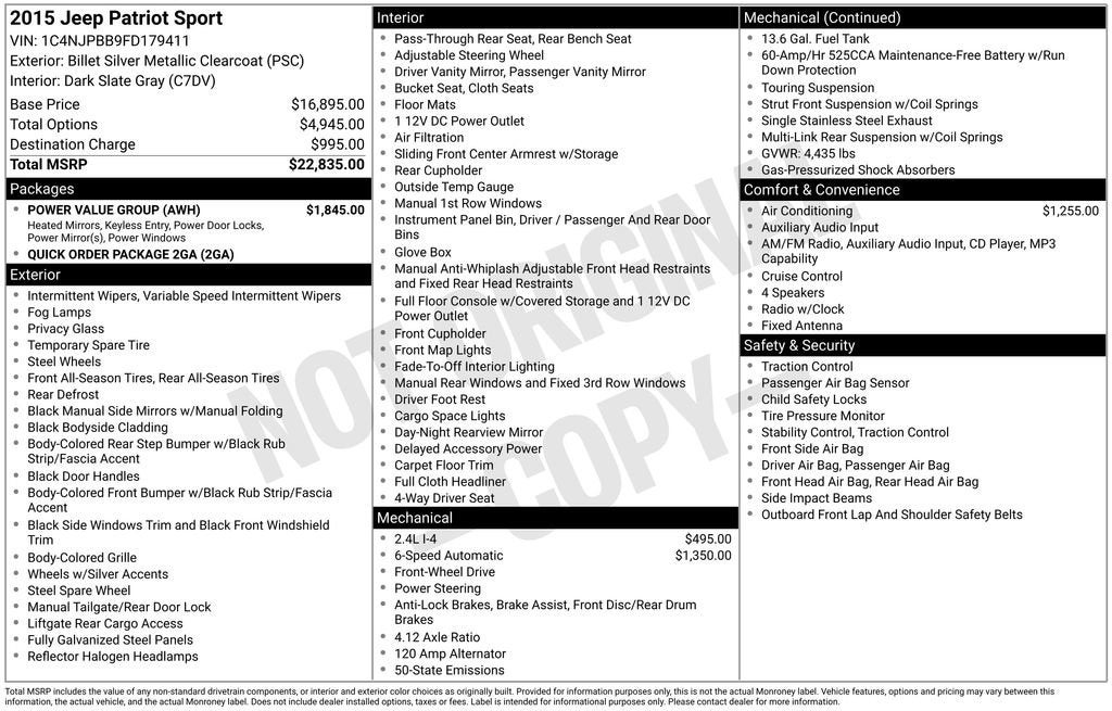 2015 Jeep Patriot Sport
