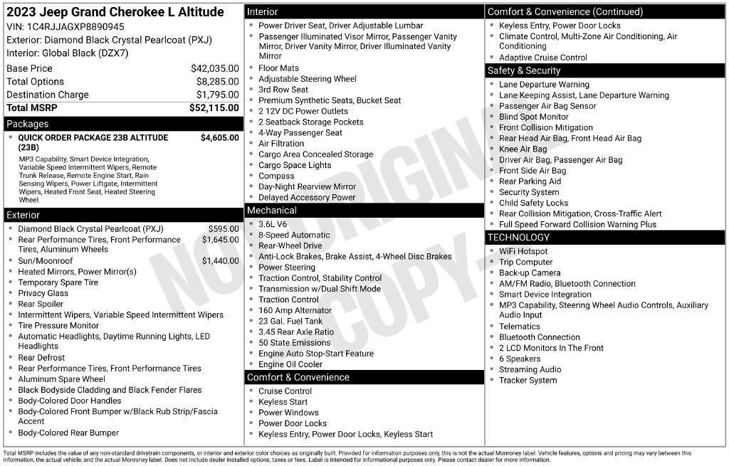 2023 Jeep Grand Cherokee L Altitude 4x2