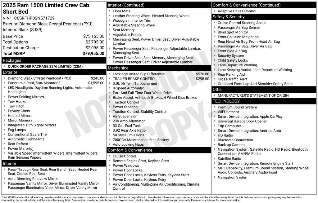 2025 RAM 1500 Limited Crew Cab 4x4 5'7" Box