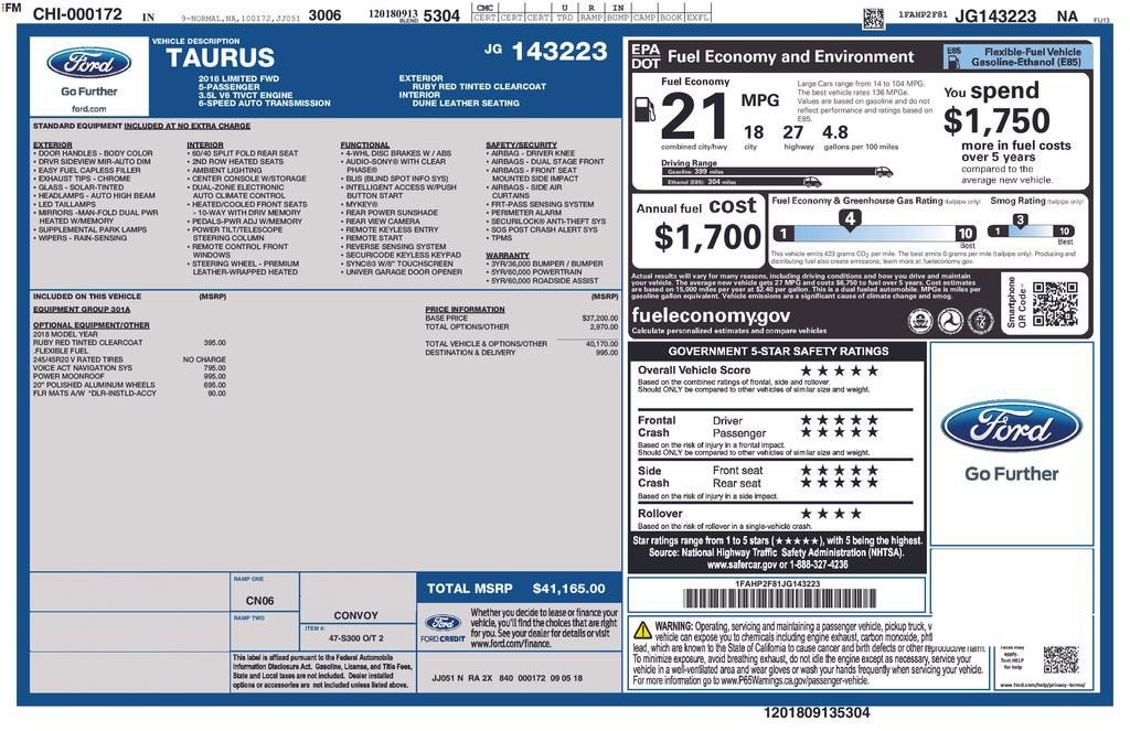 2018 Ford Taurus Limited