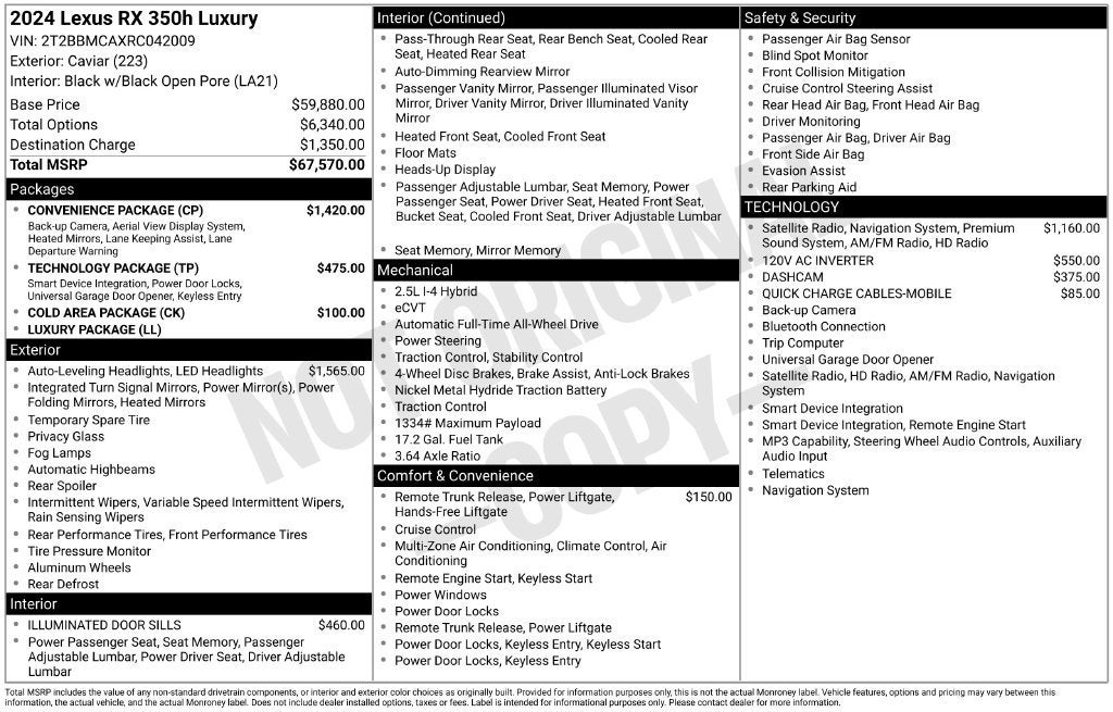 2024 Lexus RX 350h Luxury