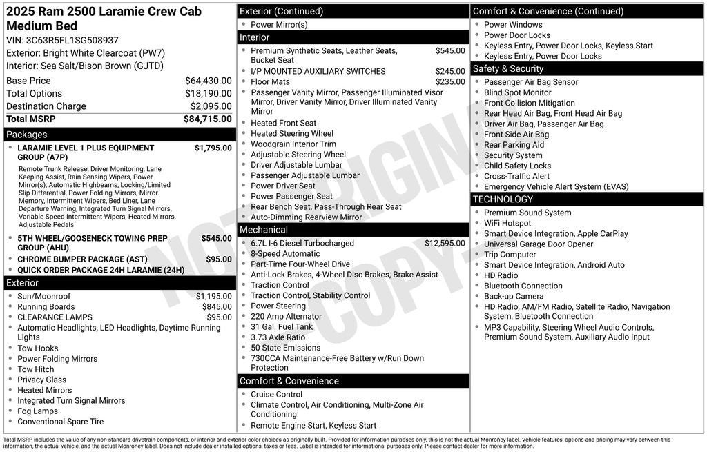 2025 RAM 2500 Laramie Crew Cab 4x4 6'4" Box