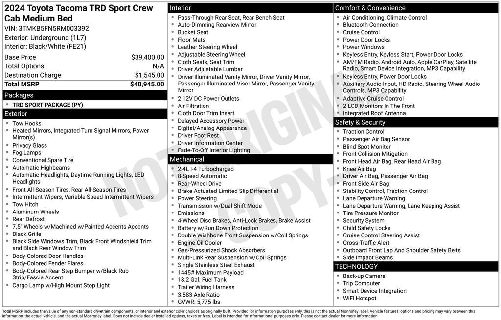2024 Toyota Tacoma 2WD SR5