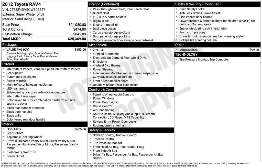 2012 Toyota RAV4 Base