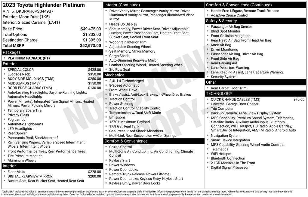 2023 Toyota Highlander Platinum