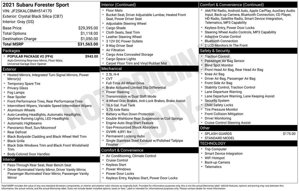 2021 Subaru Forester Sport