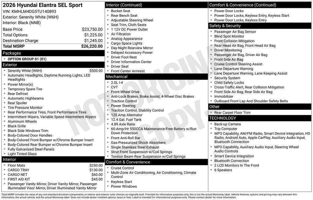 2026 Hyundai Elantra SEL Sport