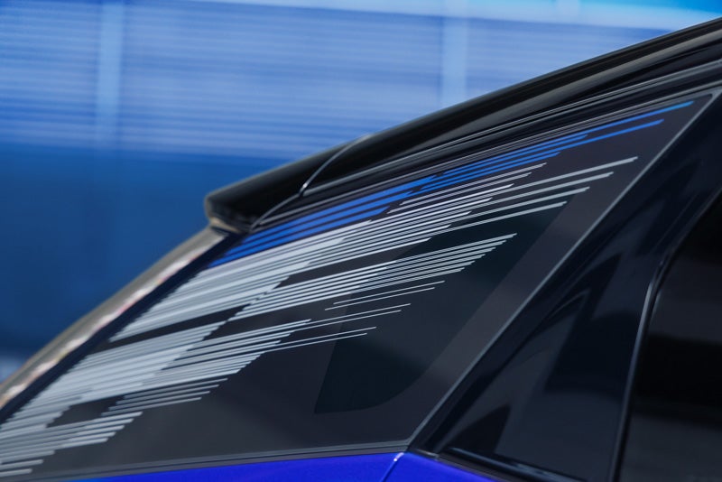 Close-up of the Modern Pattern on the 2026 OPTIQ-V Rear Quarter Glass | Bentley Cadillac Huntsville in Huntsville AL